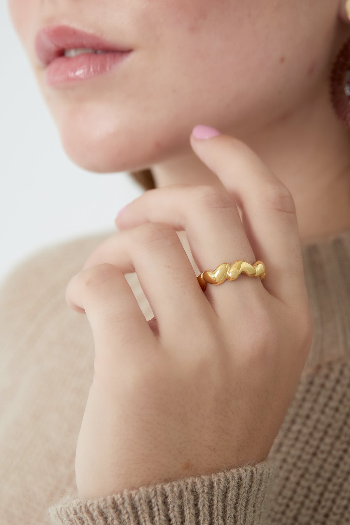 Damen Ring Herz Luxus | Edelstahl | Goldfarbe