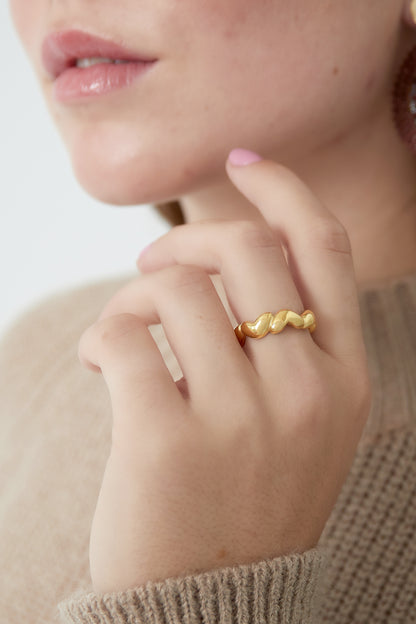 Damen Ring Herz Luxus | Edelstahl | Goldfarbe