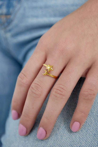 Damen Ring Himmelszeichen | Edelstahl | Goldfarbe & Silberfarbe