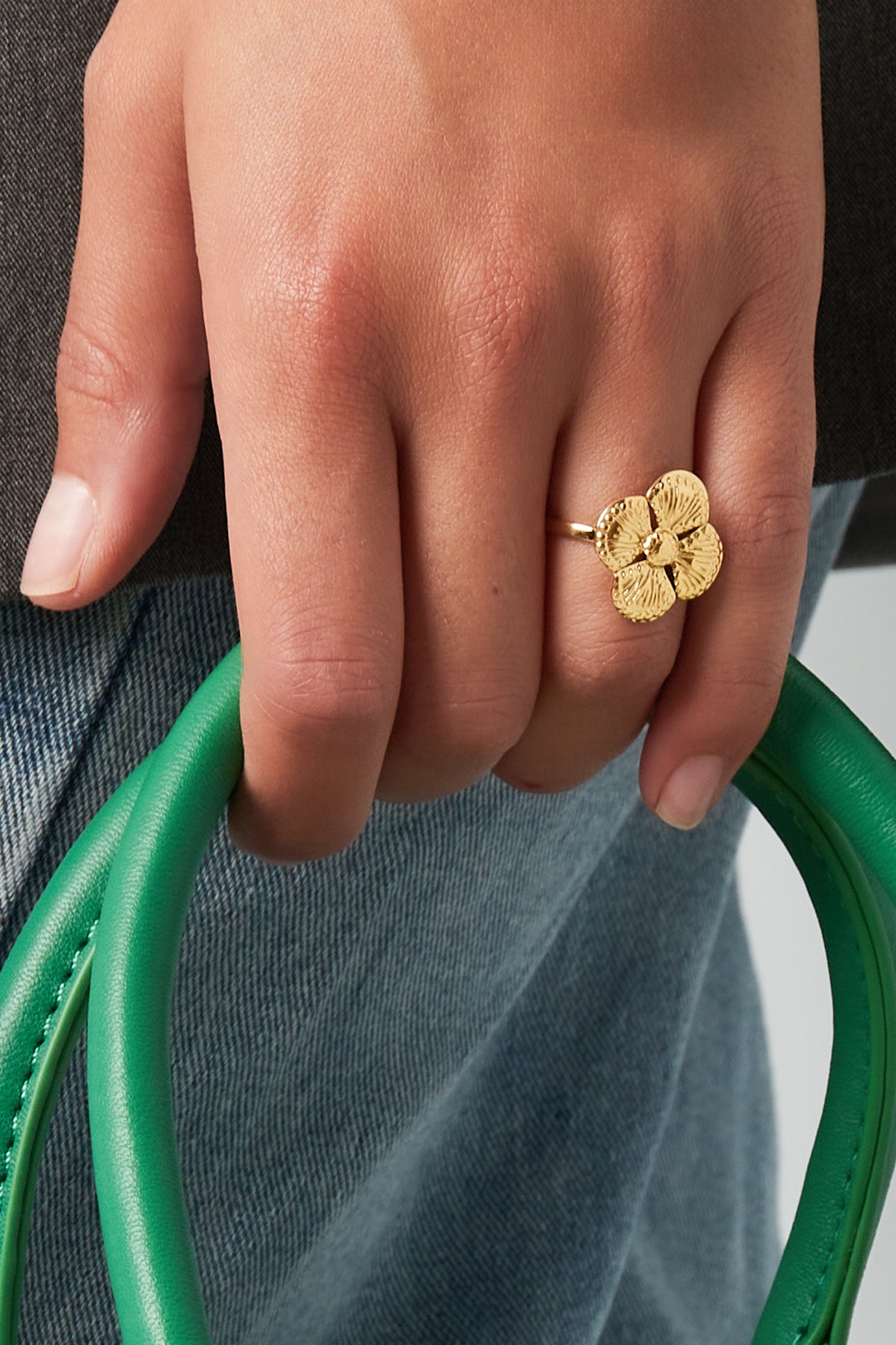 damen ring kleeblatt luxus | edelstahl | gold-/silberfarbe