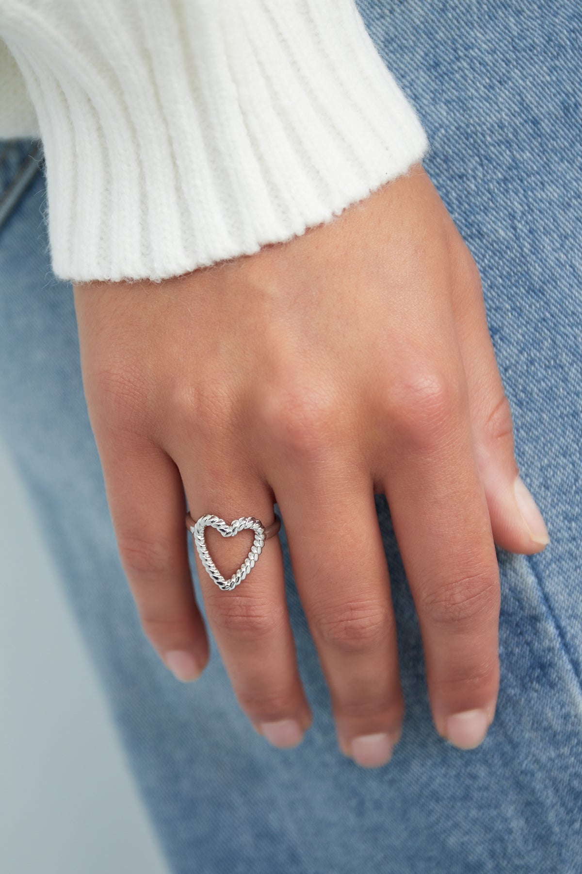 damen ring herz gedreht | edelstahl | goldfarbe