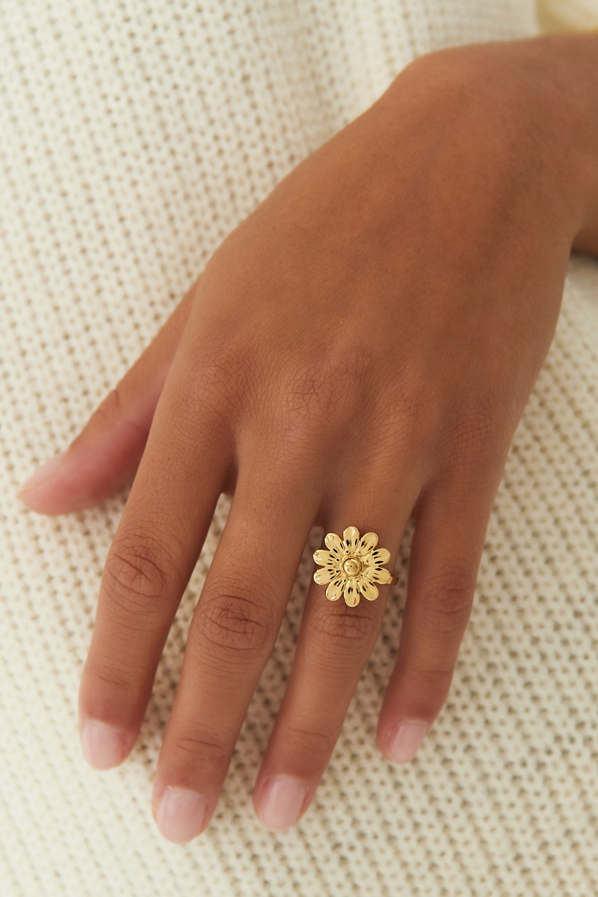 damen ring blütenglück | edelstahl | goldfarbe
