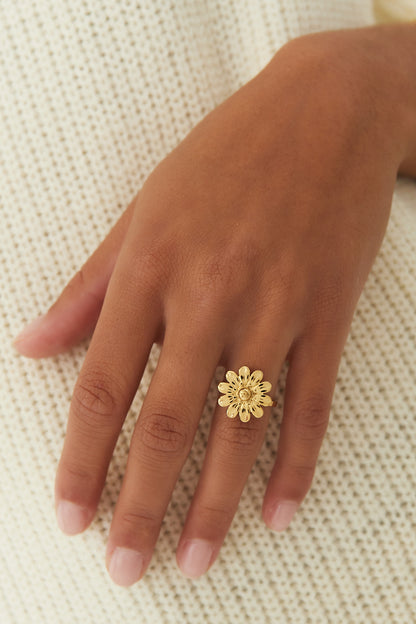 Damen Ring Blütenglück | Edelstahl | Goldfarbe
