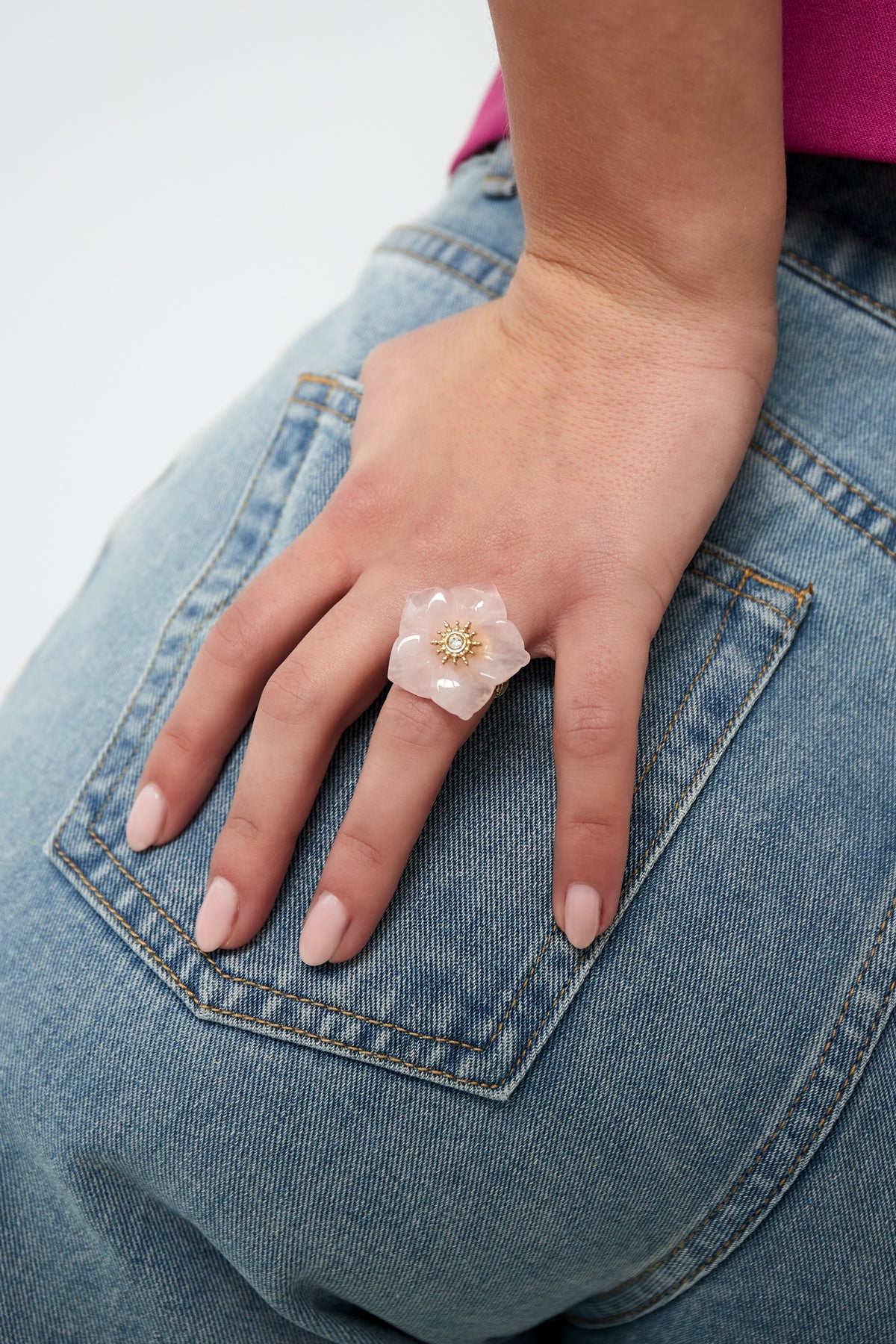 Damen Ring Blume Elegant | 304S-Edelstahl | Goldfarbe