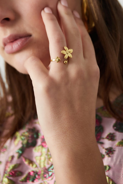 Damen Ring Floral Flair | Edelstahl | Goldfarbe