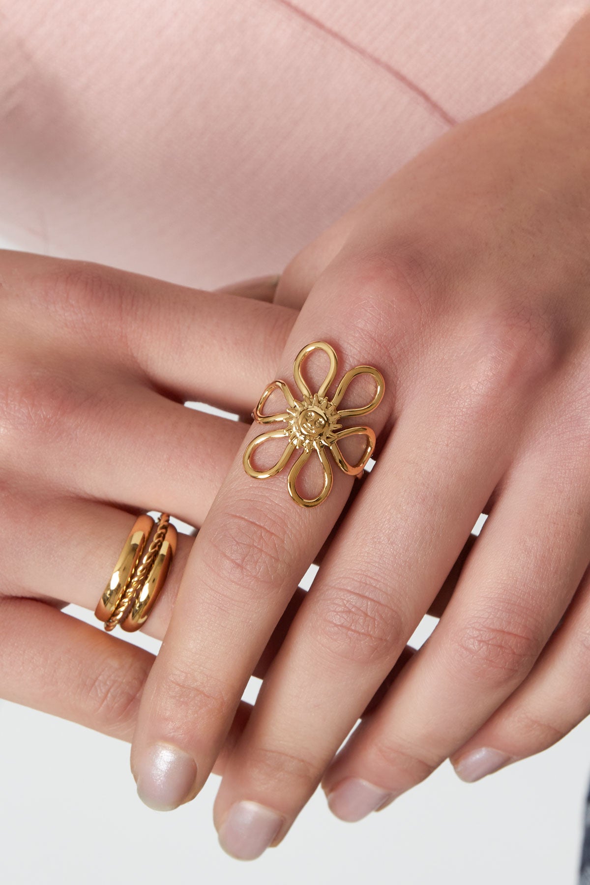 Damen Ring Sonnenblume | Edelstahl | Goldfarbe