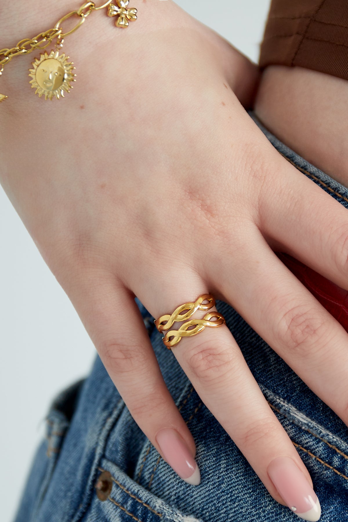 damen ring wirbel mehrlagig | edelstahl | gold-/silberfarbe
