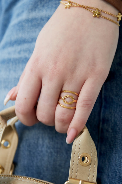 Damen Ring Knoten Lagen | Edelstahl | Goldfarbe