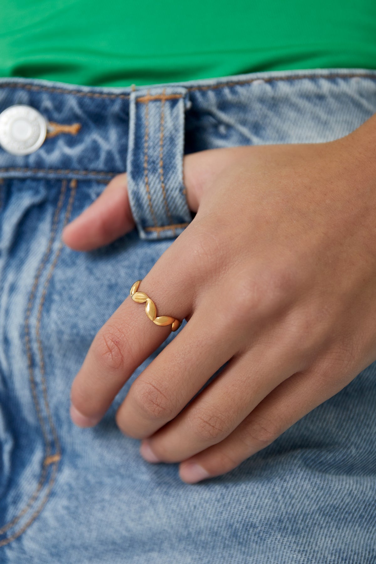 Damen Ring Gewellt | Edelstahl | Goldfarbe & Silberfarbe