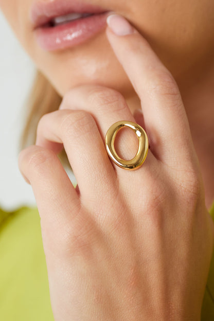 Damen Ring Kreis Rund | Edelstahl | Gold-/Silberfarbe