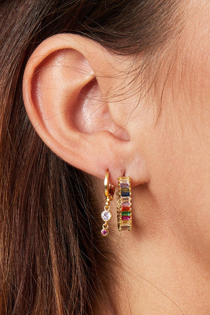 Damen Ohrringe Strass Bunt | Kupfer | Mehrfarbig