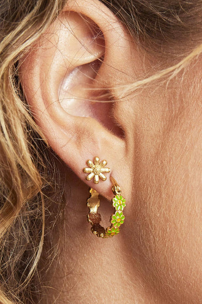 Damen Ohrringe Daisy Blume | Edelstahl | Gold & Silber
