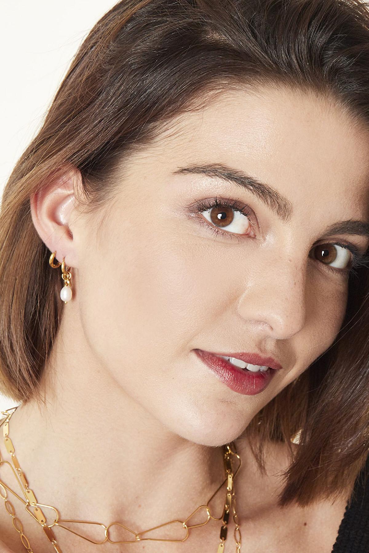 Damen Ohrringe Perlmutt Lässig | Edelstahl | Gold & Silber