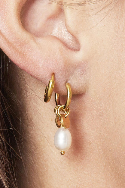 Damen Ohrringe Perlmutt Lässig | Edelstahl | Gold & Silber