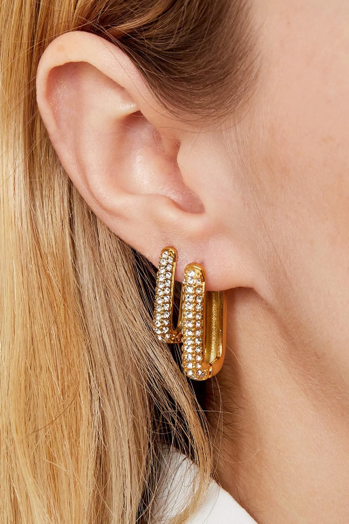 Damen Ohrringe Zirkon Rechteck | Edelstahl | Goldfarbe & Silberfarbe