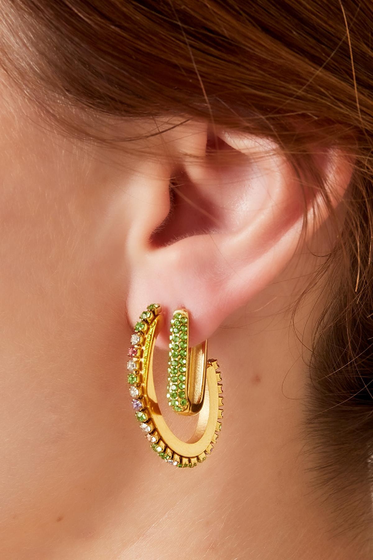 damen ohrringe zirkon rechteck | edelstahl | goldfarbe & silberfarbe