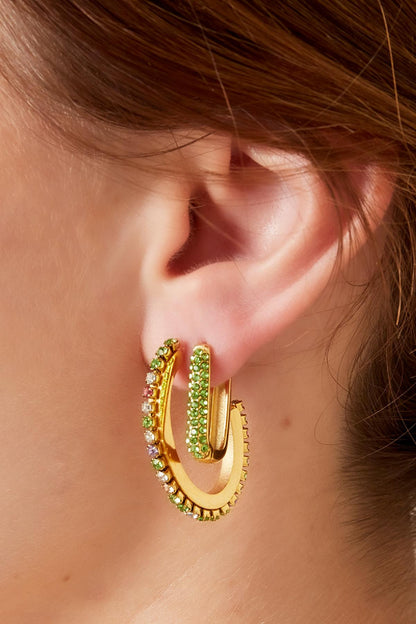 Damen Ohrringe Zirkon Rechteck | Edelstahl | Goldfarbe & Silberfarbe