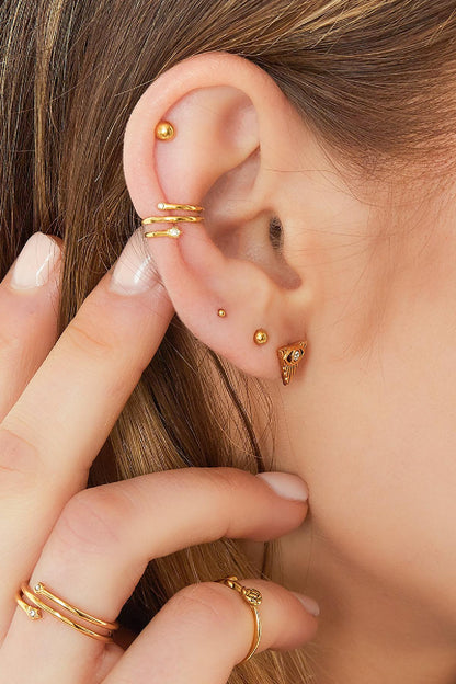 Damen Ear Cuff Spirale Stern Zirkon | Edelstahl | Silberfarbe & Goldfarbe