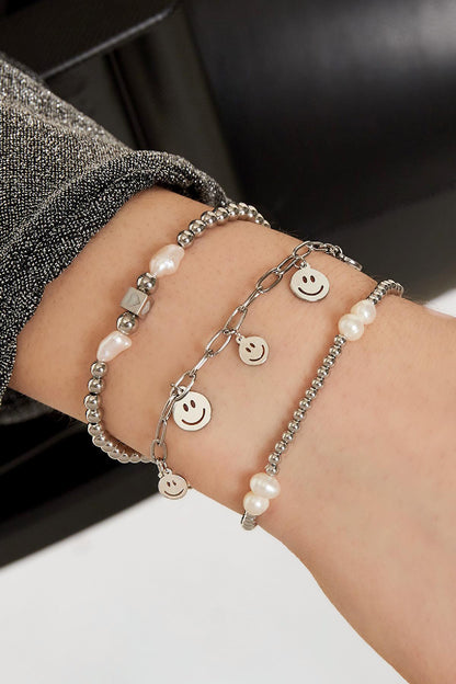 Armband mehrere Smileys Goldfarbe Edelstahl