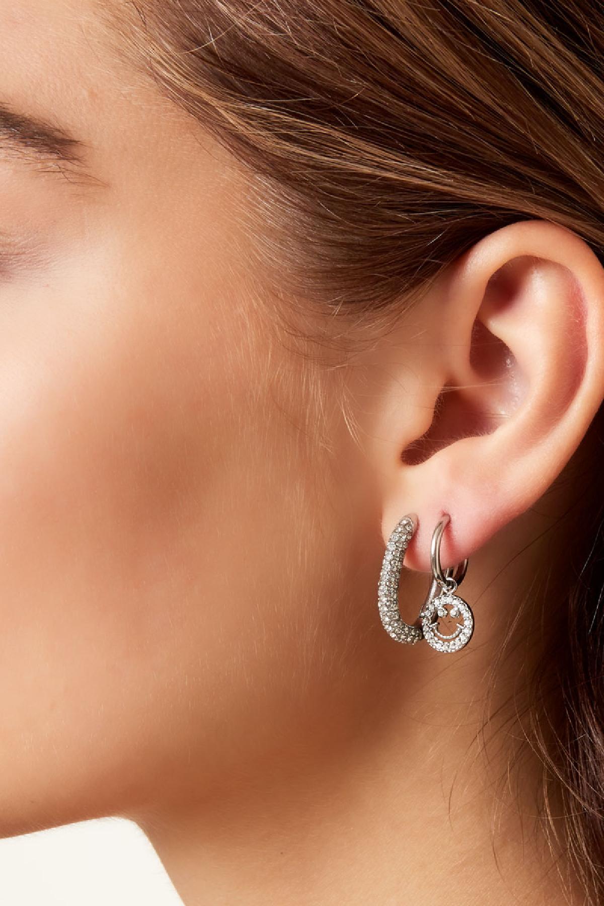 damen ohrringe oval zirkonia | edelstahl | goldfarbe