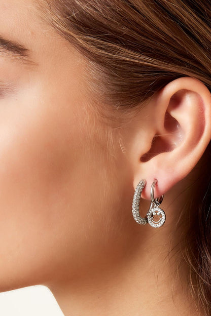 Damen Ohrringe Oval Zirkonia | Edelstahl | Goldfarbe