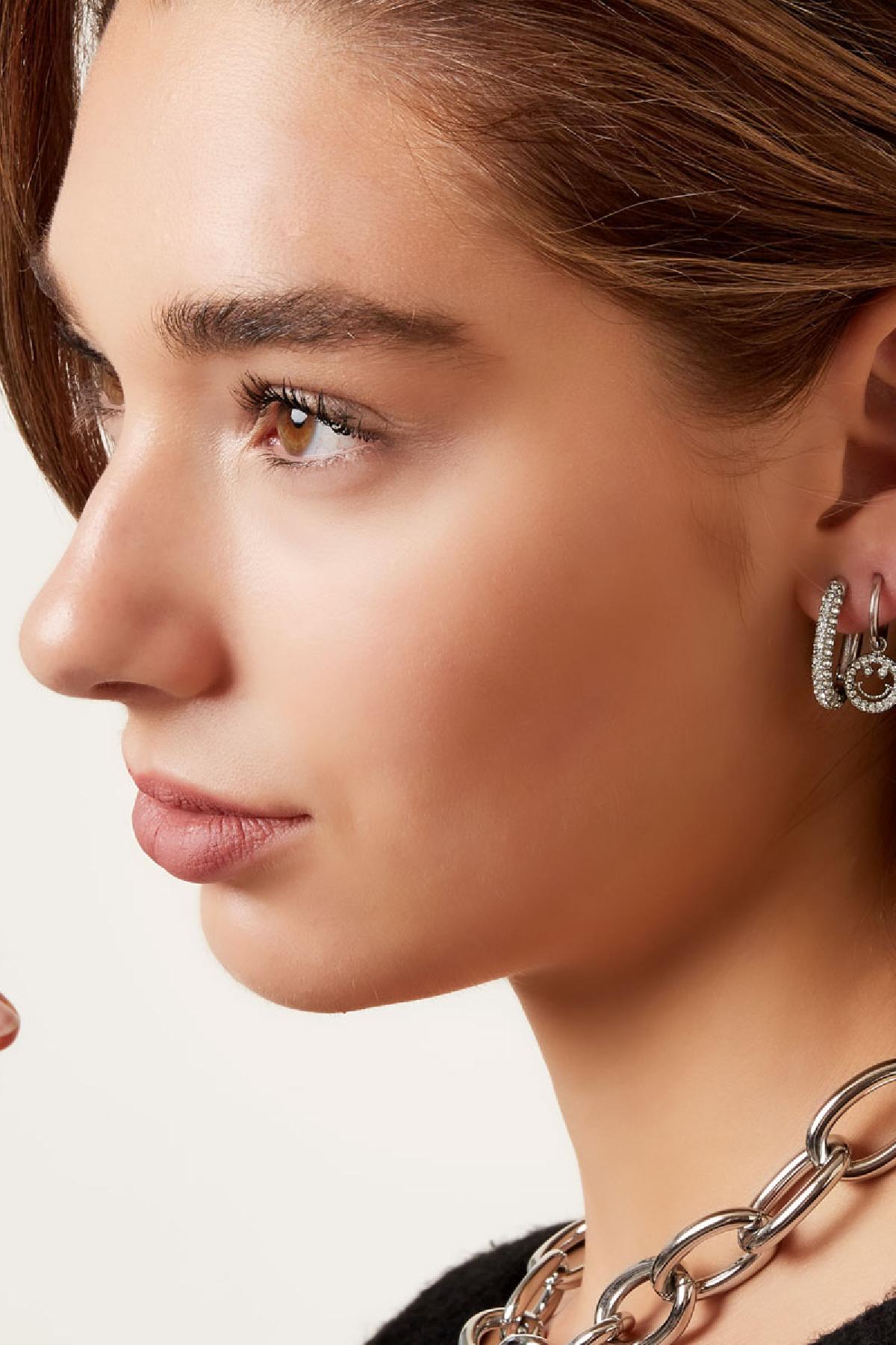 damen ohrringe oval zirkonia | edelstahl | goldfarbe