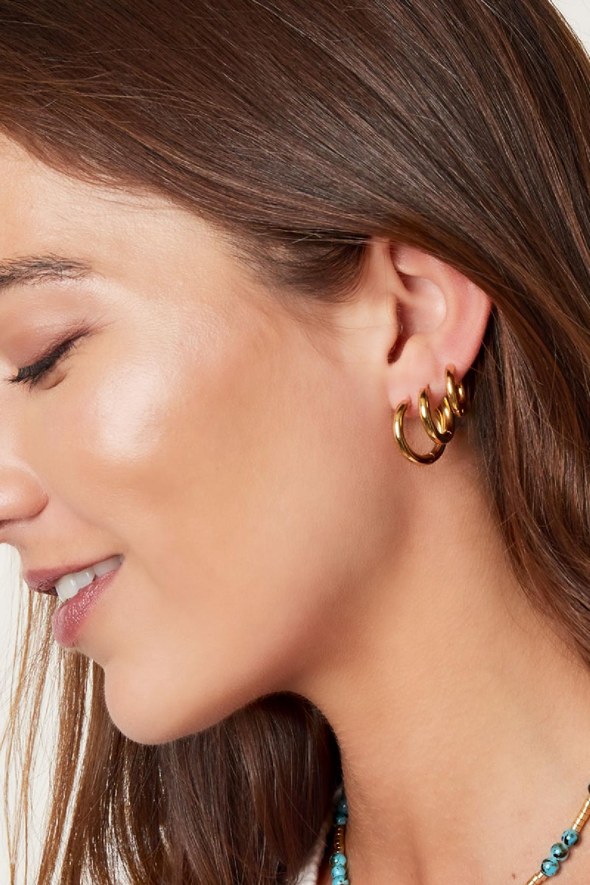 damen creolen-set 3-teilig | edelstahl | gold & silber
