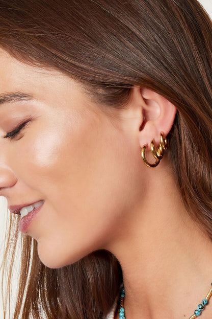 Damen Creolen-Set 3-teilig | Edelstahl | Gold & Silber