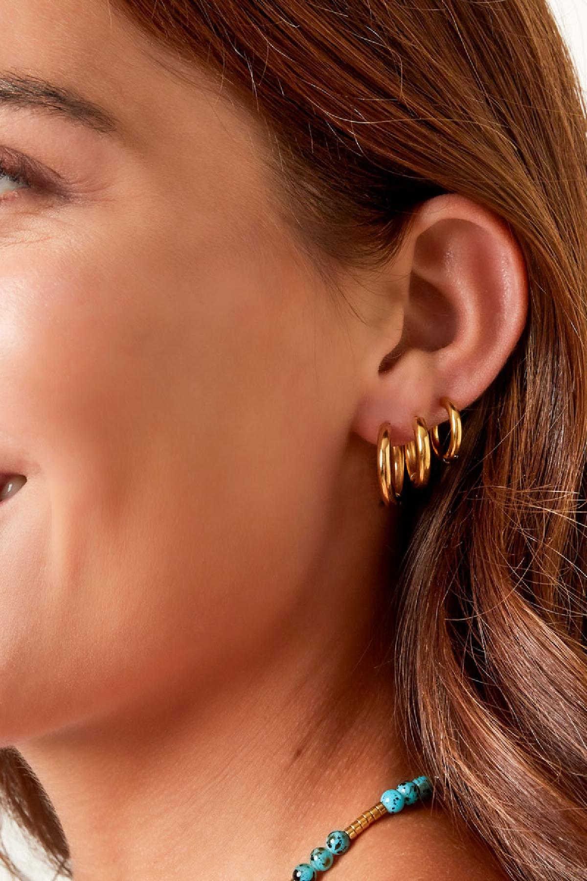 Damen Creolen-Set 3-teilig | Edelstahl | Gold & Silber