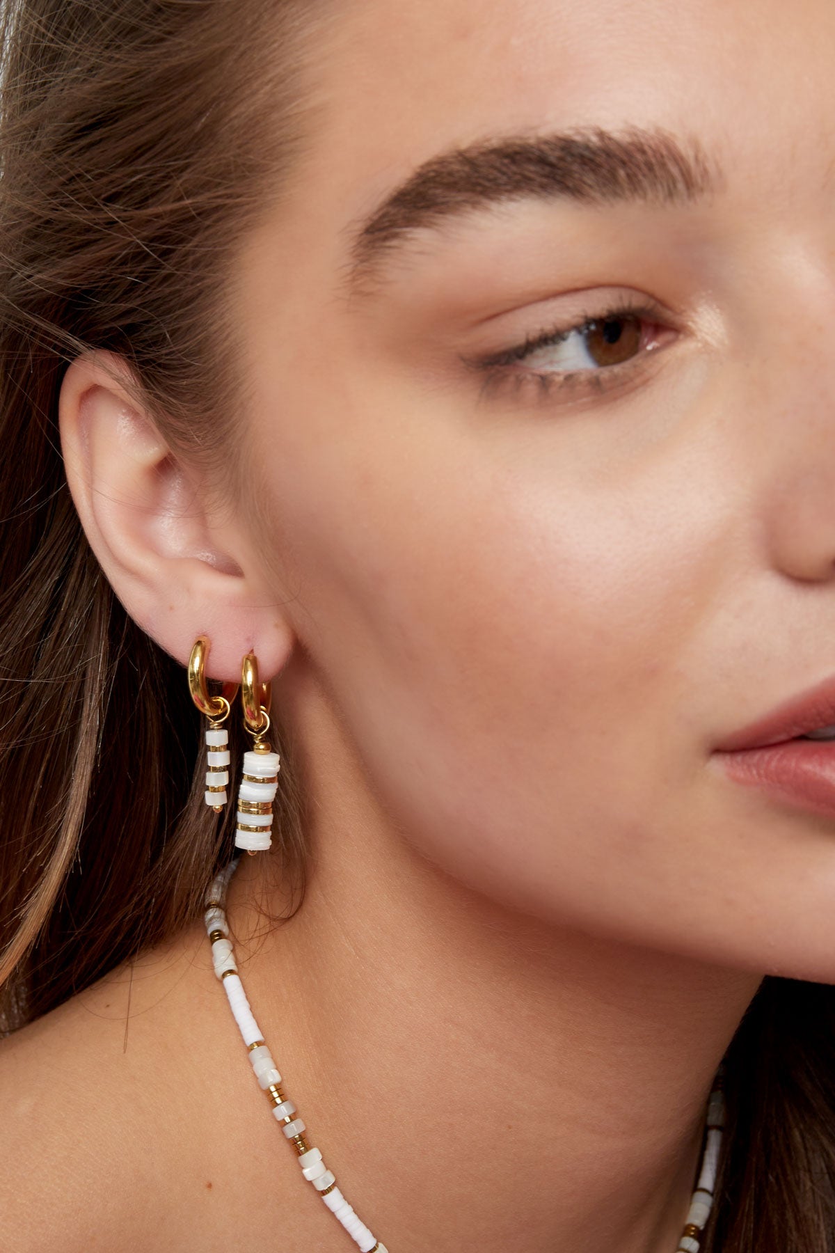damen ohrringe flache perlen | edelstahl | goldfarbe