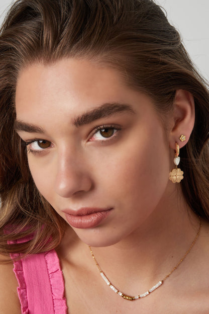 Damen Ohrstecker Blume Strass | Edelstahl | Goldfarbe