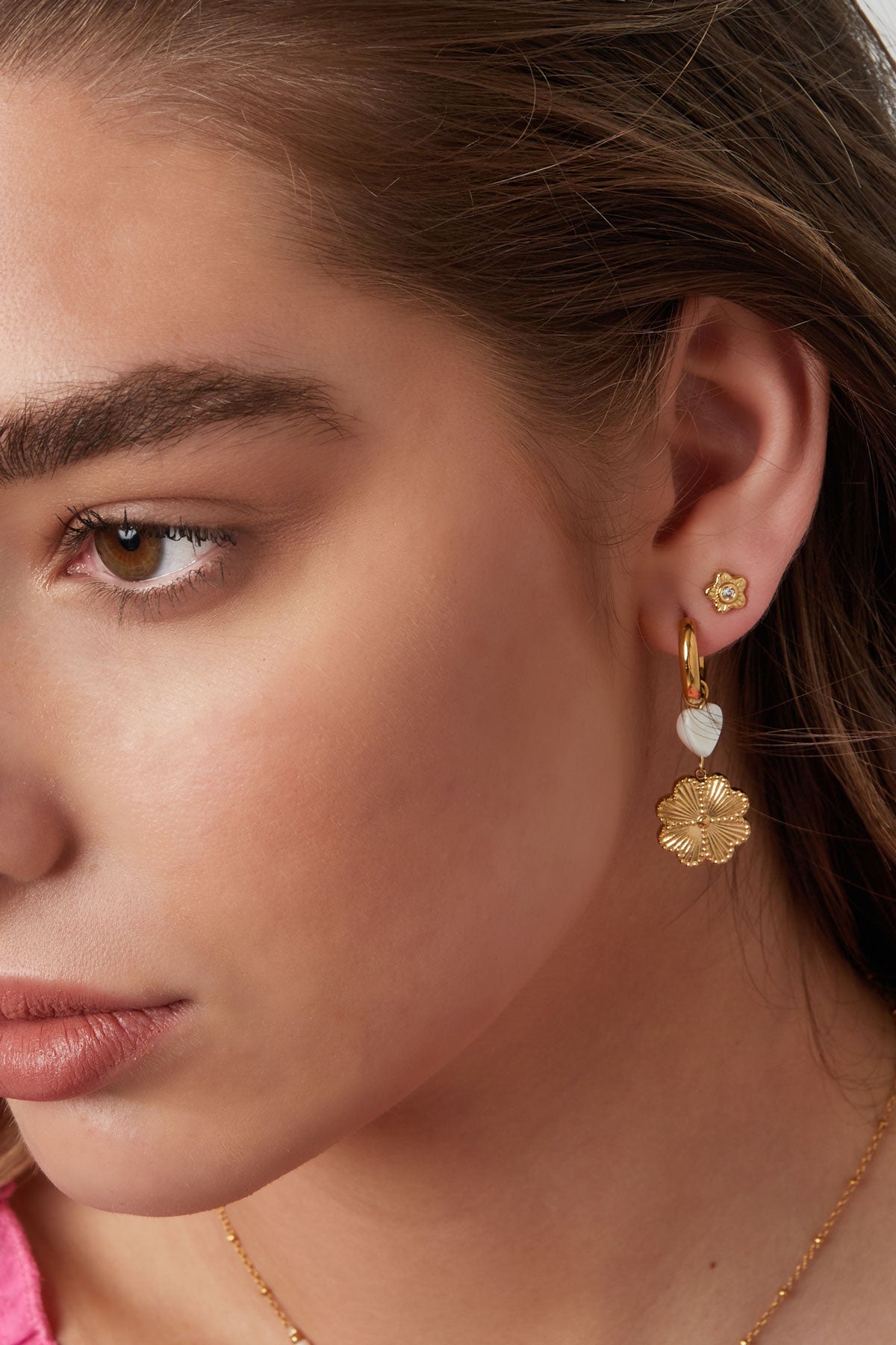 Damen Ohrstecker Blume Strass | Edelstahl | Goldfarbe