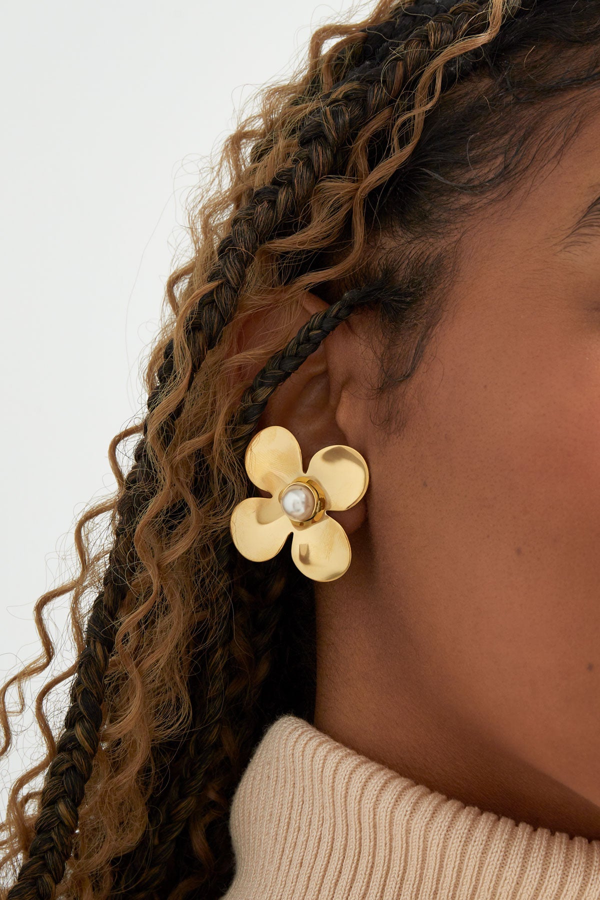 damen ohrringe statement florale perlen | edelstahl | goldfarbe & silberfarbe