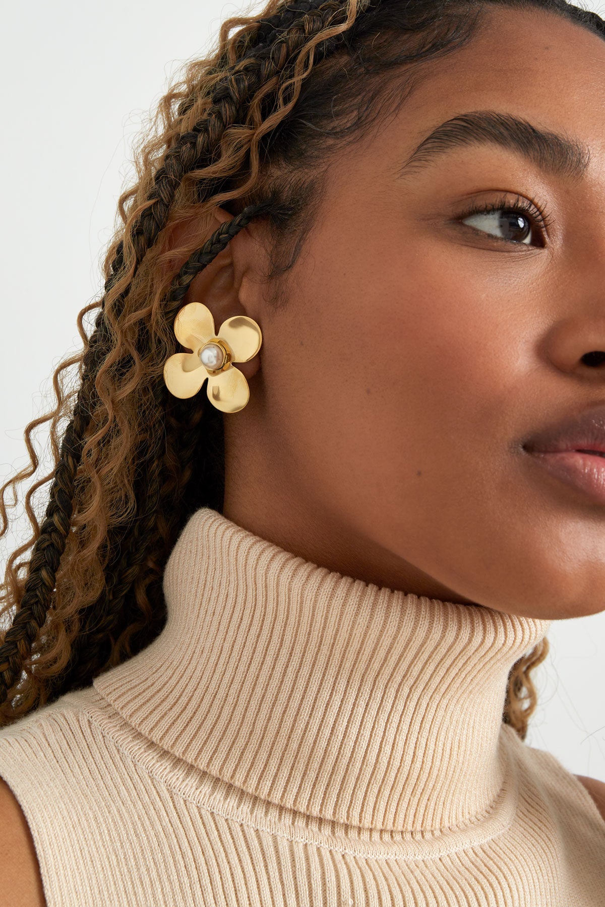 Damen Ohrringe Statement Florale Perlen | Edelstahl | Goldfarbe & Silberfarbe