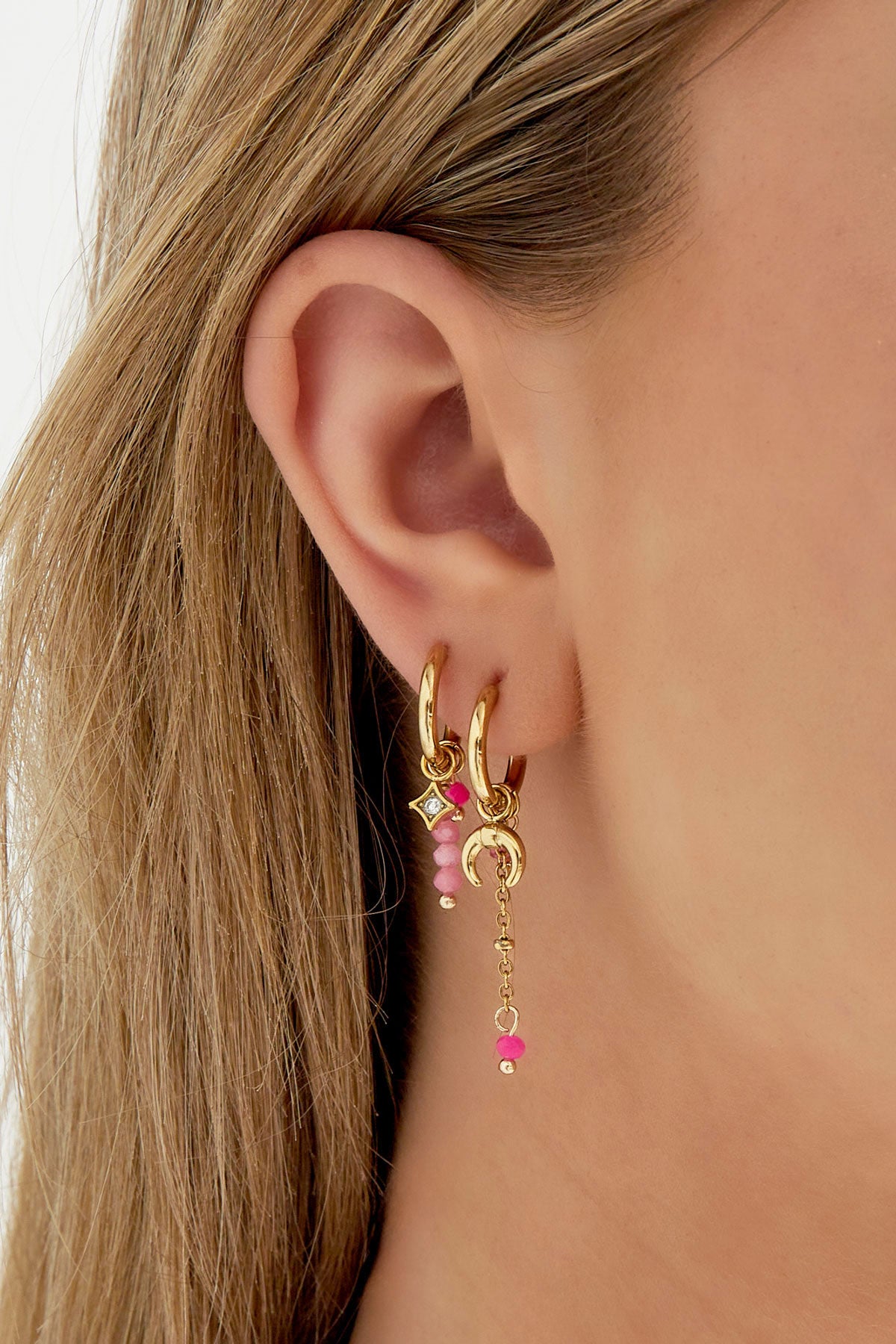 damen ohrringe glasperlen frühling | edelstahl | grün & rosa