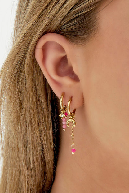 Damen Ohrringe Glasperlen Frühling | Edelstahl | Grün & Rosa