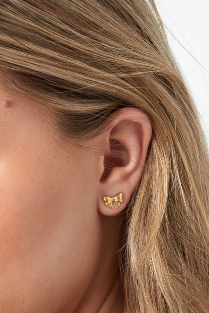Damen Ohrstecker Schleife | Edelstahl | Goldfarbe