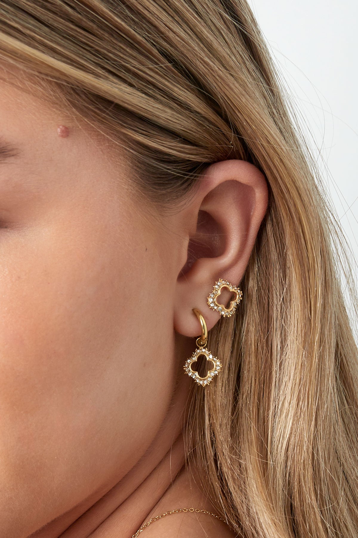 Damen Ohrstecker Diamant-Look | Edelstahl | Gold & Silber