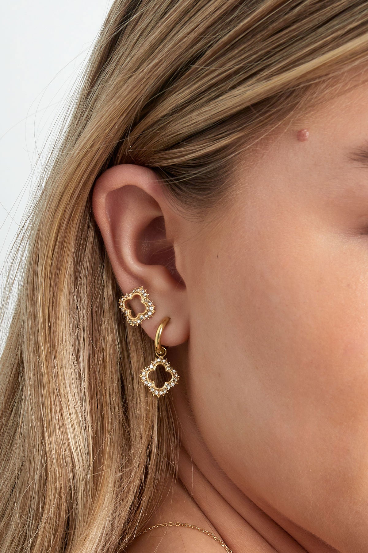 Damen Ohrringe Glücksbringer Diamant | Edelstahl | Gold & Silber