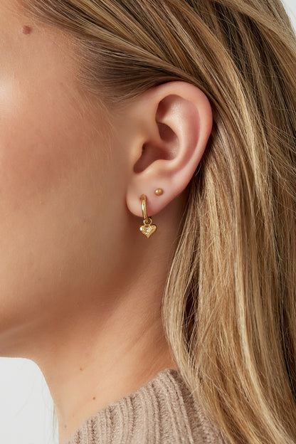 Damen Ohrringe Herzfarbe Strass | Edelstahl | Goldfarbe