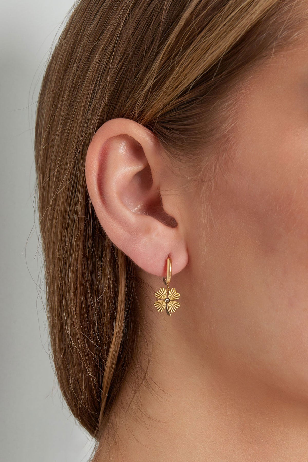 damen ohrringe kleeblatt glück luxus | edelstahl | goldfarbe