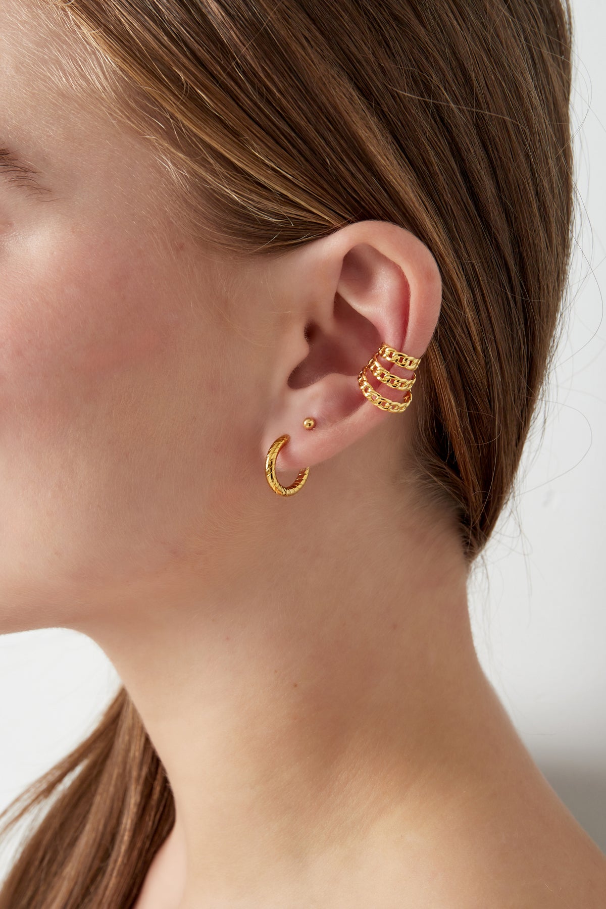 damen ear cuff kette mehrlagig | kupfer | goldfarbe & silberfarbe