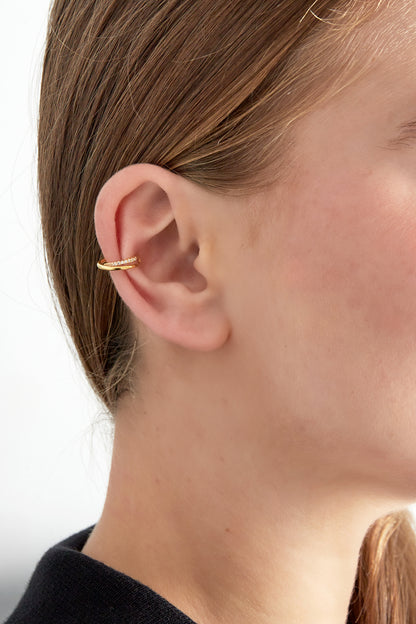 Damen Ear Cuff Layered Glam Zirkon | Kupfer | Goldfarbe