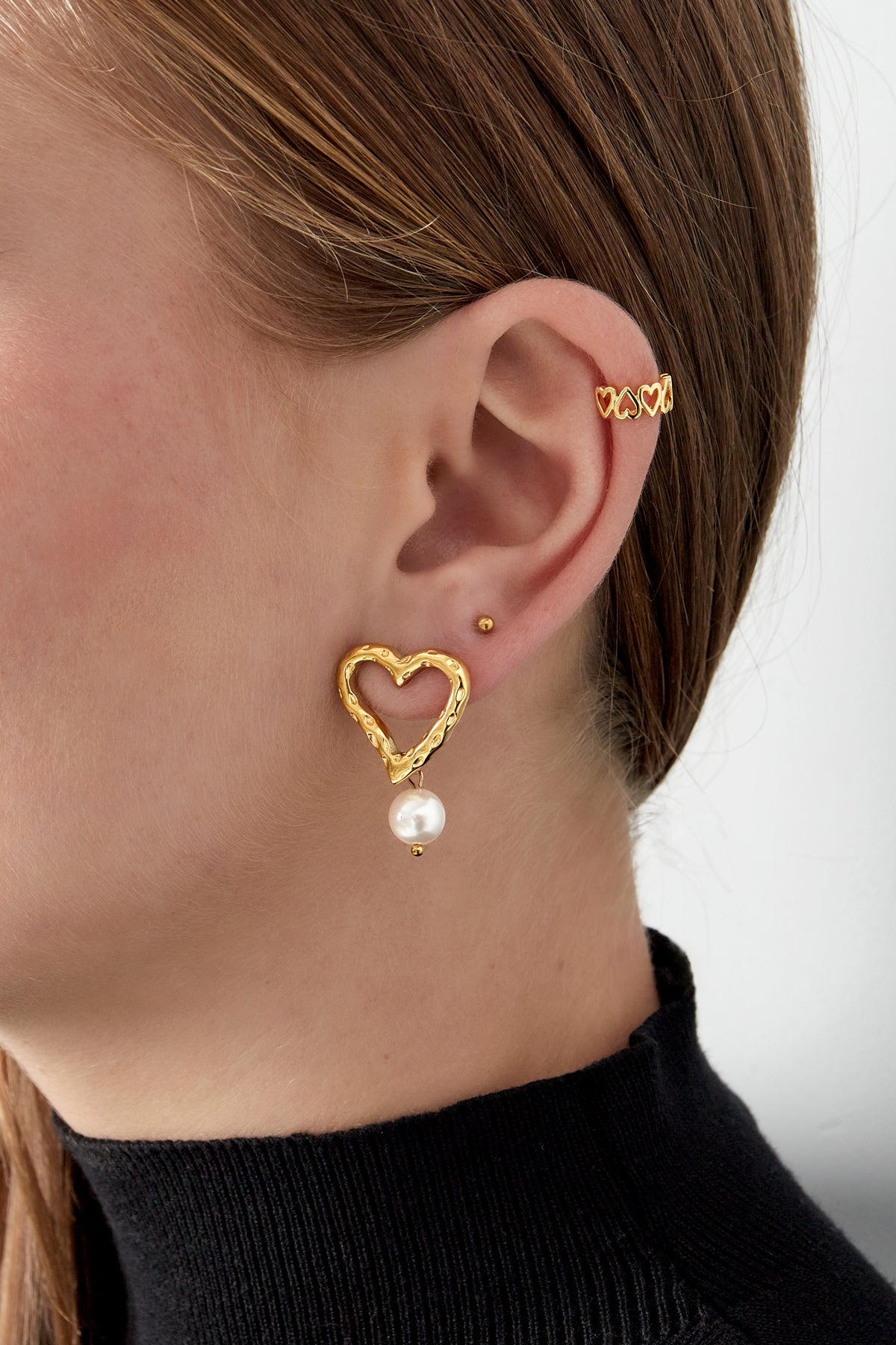 Damen Ear Cuff Herz | Kupfer | Silberfarbe & Goldfarbe
