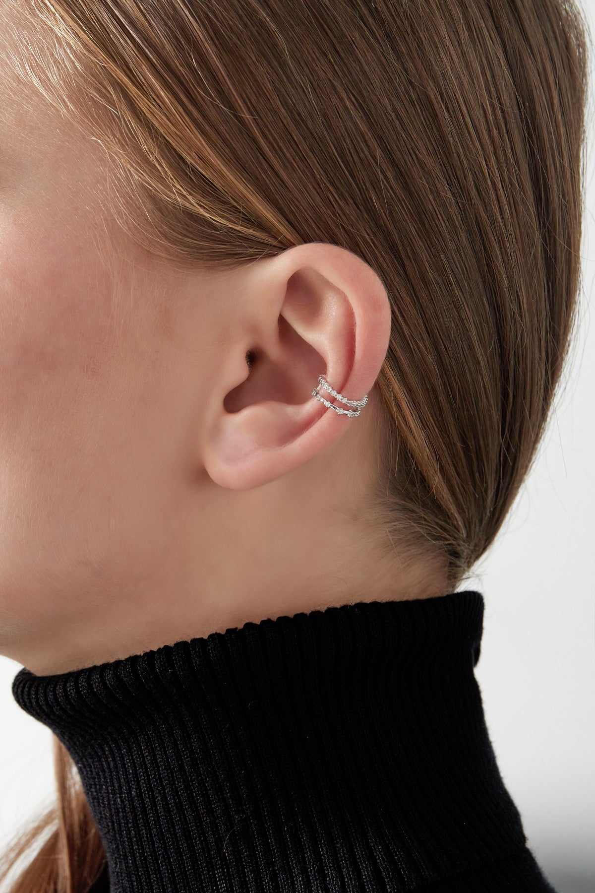 Damen Ear Cuff Double Sparkle Zirkonium | Kupfer | Goldfarbe