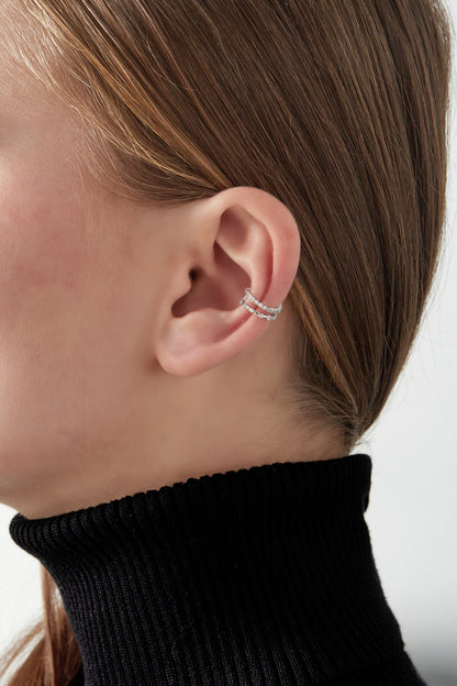 Damen Ear Cuff Double Sparkle Zirkonium | Kupfer | Goldfarbe