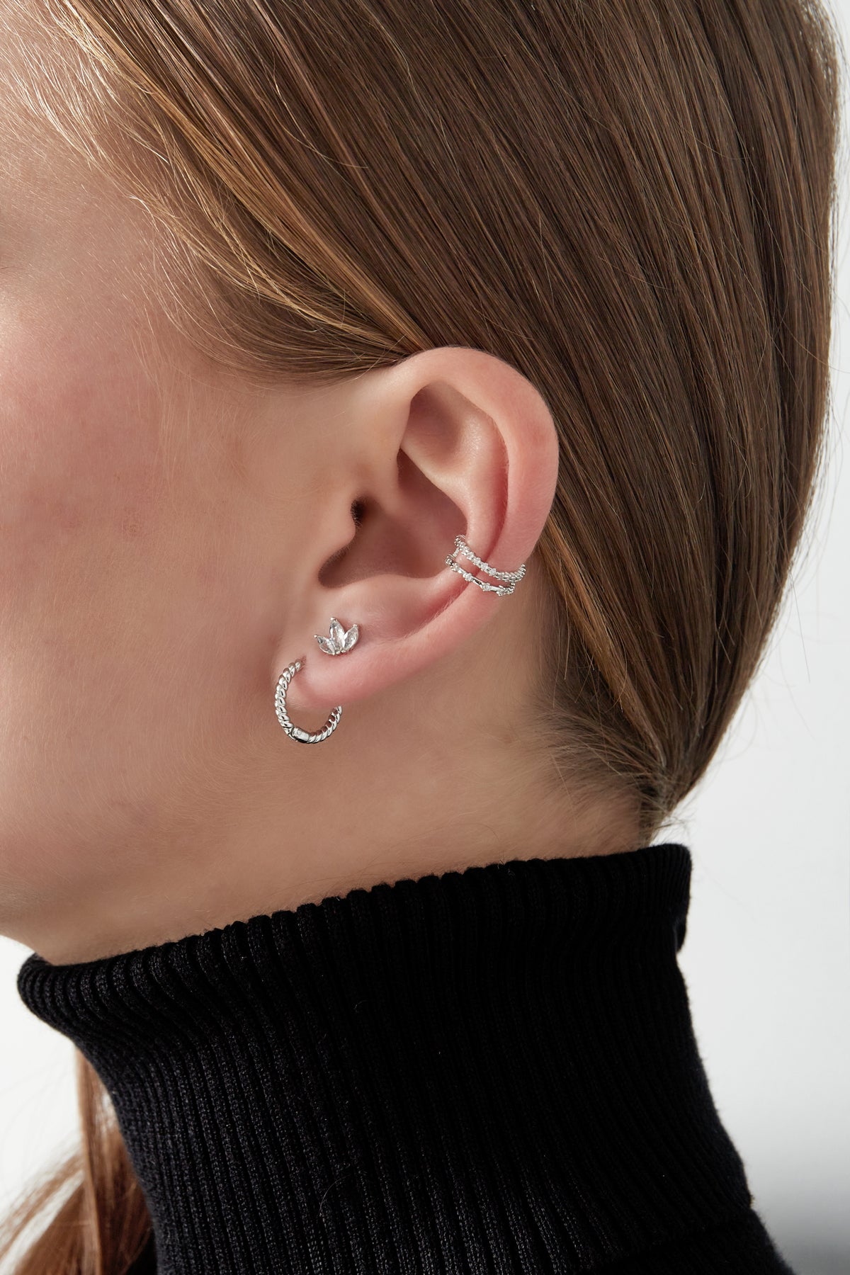 damen ear cuff double sparkle zirkonium | kupfer | goldfarbe