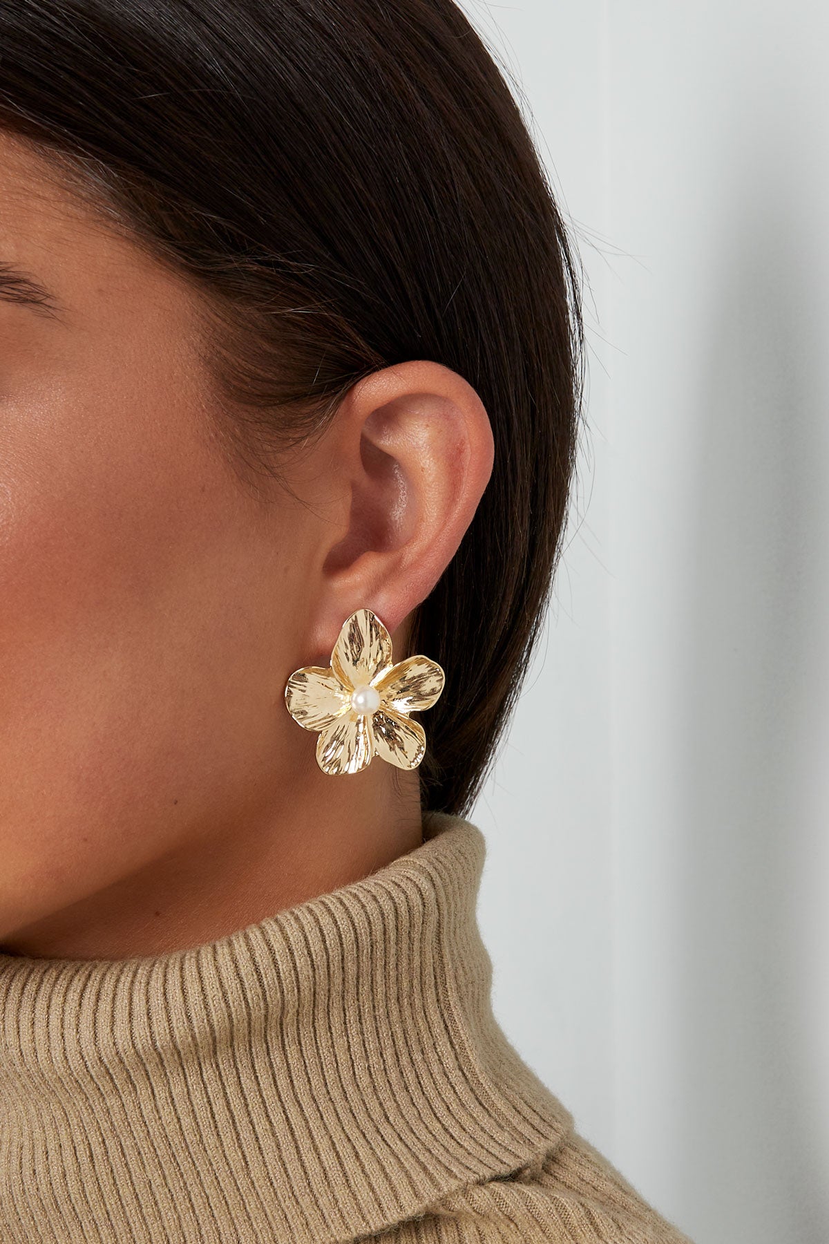 Damen Ohrringe Hawaii Perlen Blüte | Legierung | Goldfarbe