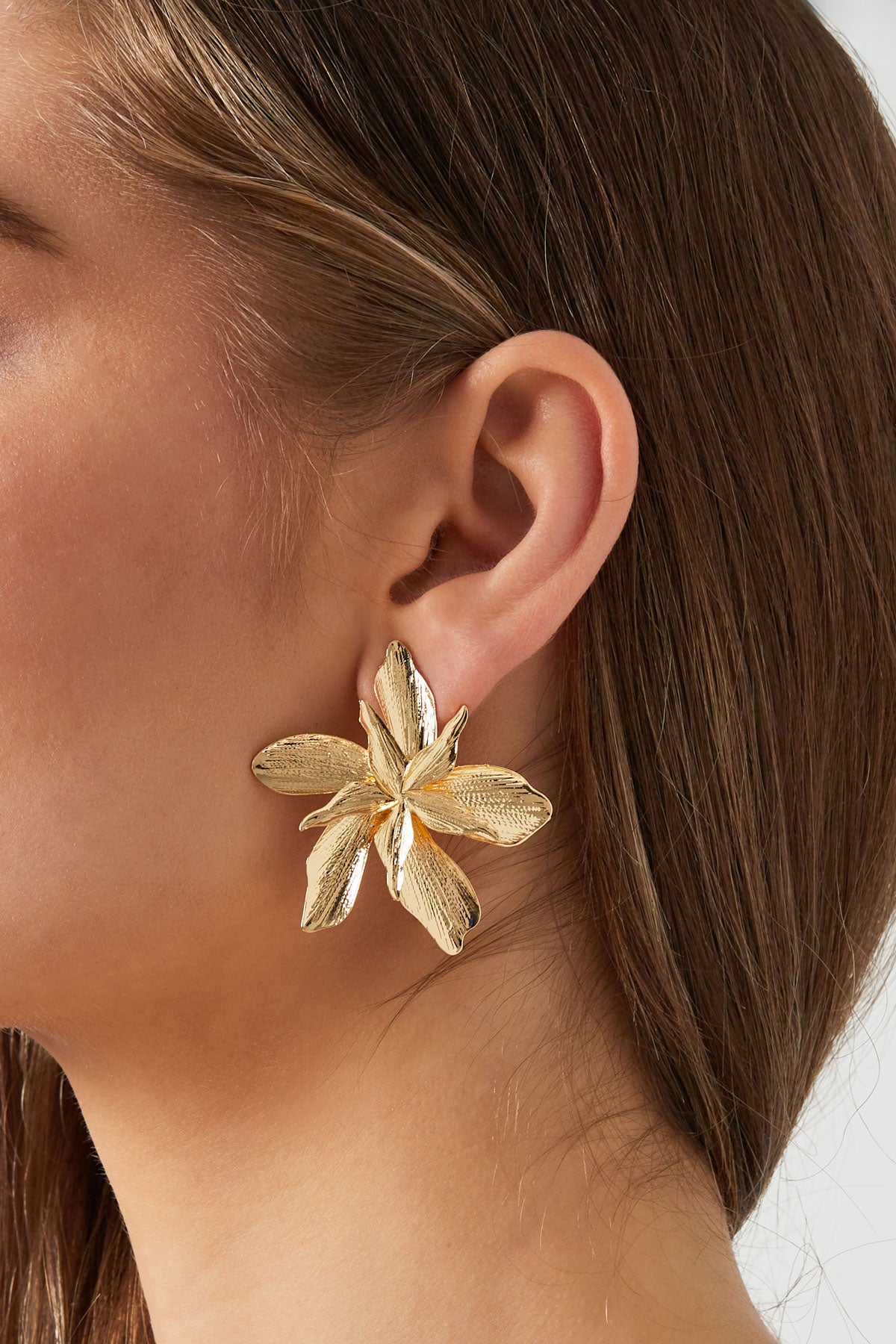 damen ohrringe blume statement | legierung | goldfarbe