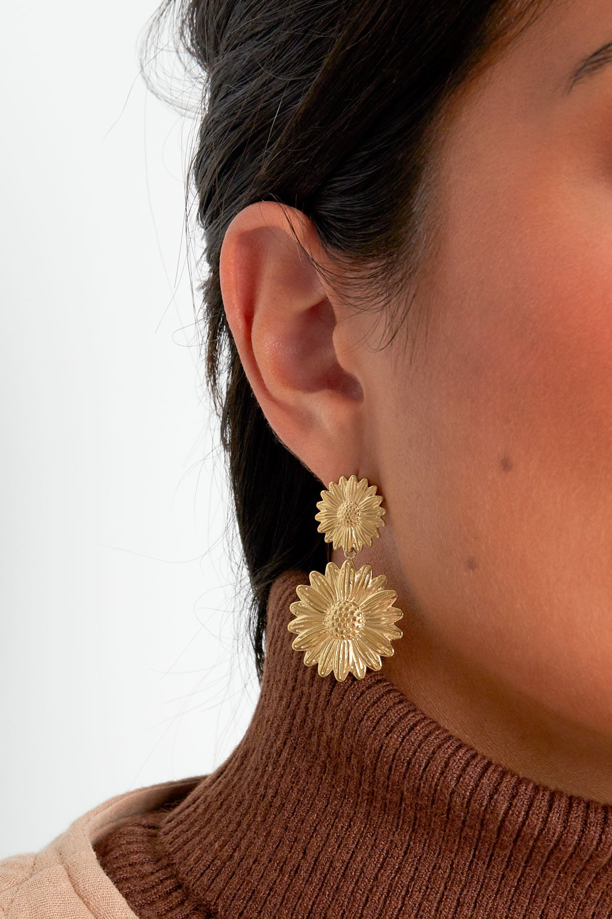 damen ohrringe happy sunflower | edelstahl | goldfarbe